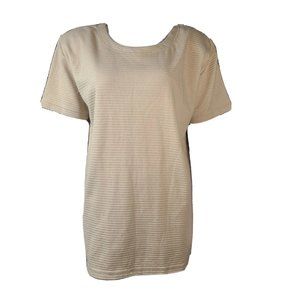Milano Design Group Top Womens‎ M Medium Solid Tan Textured Short Sleeve New